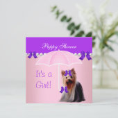 Invitation Chien mignon Douche Chien mignon violet rose Yorki (Debout devant)