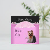 Invitation Chien mignon Douche Chien rose Yorkie 2 (Debout devant)