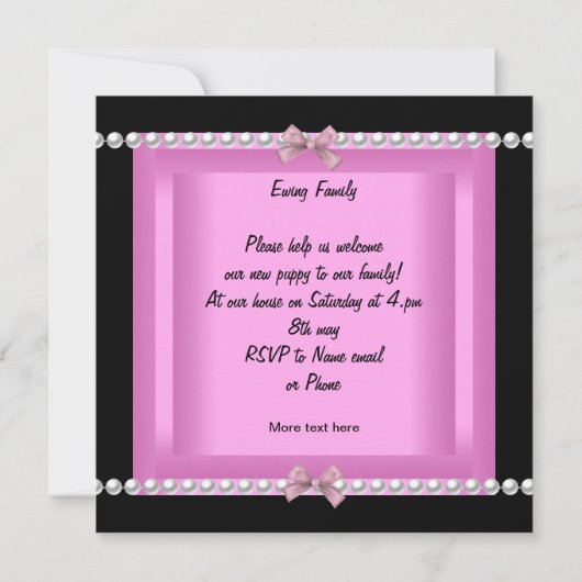 Invitation Chien mignon Douche Chien rose Yorkie 2 (Dos)