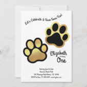 Invitation Chien mignon Empreinte de patte Enfants 1er Annive (Devant)