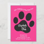 Invitation Chien mignon Empreinte de patte Enfants 1er annive (Devant)