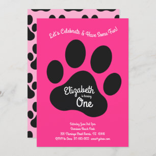 Invitation Chien mignon Empreinte de patte Enfants 1er annive