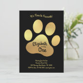 Invitation Chien mignon Empreinte de patte Enfants 1er Annive (Debout devant)