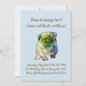 Invitation Chien mignon fête d'anniversaire Chien français (Dos)