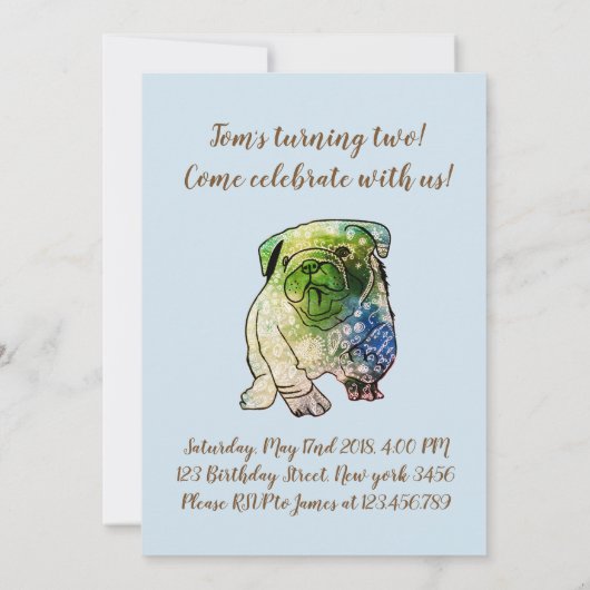 Invitation Chien mignon fête d'anniversaire Chien français (Dos)