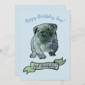 Invitation Chien mignon fête d'anniversaire Chien français (Devant / Derrière)