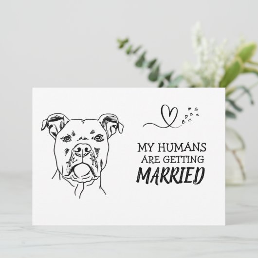 Invitation Chien Moderne Simple Mariage noir et blanc (Debout devant)