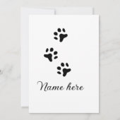 Invitation Chien patte noir animal ajouter nom texte animal p (Dos)