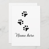 Invitation Chien patte noir animal ajouter nom texte animal p (Devant / Derrière)