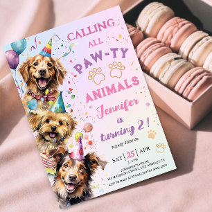 Invitation Chien Pawty Anniversaire Fille 2e Anniversaire