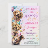 Invitation Chien Pawty Anniversaire Fille 6e Anniversaire (Devant)