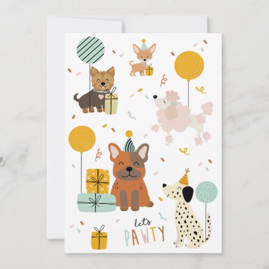 Invitation Chien Pawty Puppy Invitation Moderne (Dos)