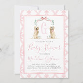 Invitation Chien rose Baby shower fille Preppy Sud