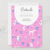 Invitation Chien rose et bleu Chien Baby shower floral (Dos)