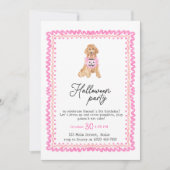 Invitation Chien rose Preppy Citrouille Halloween Party (Devant)