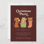 Invitation Chien rouge de la fête de Noël (Devant)