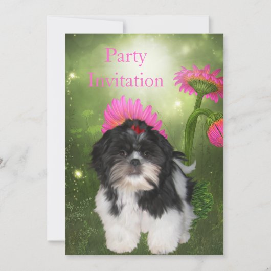 Invitation Chien Shih Tzu et Fleurs (Devant)
