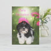 Invitation Chien Shih Tzu et Fleurs (Debout devant)
