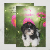 Invitation Chien Shih Tzu et Fleurs (Devant / Derrière)