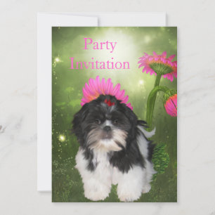 Invitation Chien Shih Tzu et Fleurs