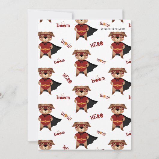 Invitation Chien Superherbe Anniversaire Puppy Pawty (Dos)