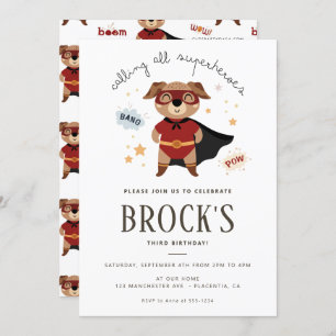 Invitation Chien Superherbe Anniversaire Puppy Pawty