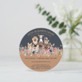 Invitation Chiens aux fleurs cercle (Debout devant)