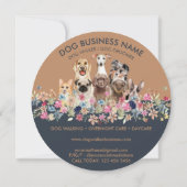 Invitation Chiens avec fleurs autour (Dos)