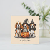 Invitation Chiens Beagles d'Halloween Jack-o'-lantern (Debout devant)
