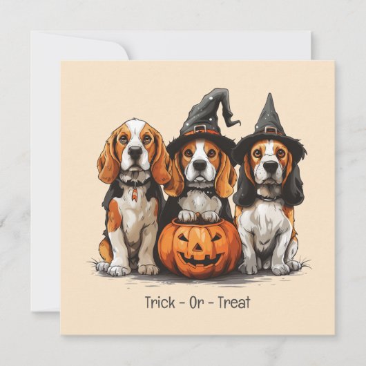 Invitation Chiens Beagles d'Halloween Jack-o'-lantern (Devant)