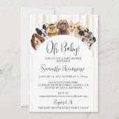 Invitation Chiens Bébés Rose Beige Oh (Devant)