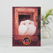 INVITATION CHIENS BLANCS DANS LA FENÊTRE ROUGE MARIAGE GEM MO (Debout devant)