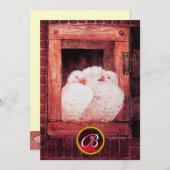 INVITATION CHIENS BLANCS DANS LA FENÊTRE ROUGE MARIAGE GEM MO (Devant / Derrière)