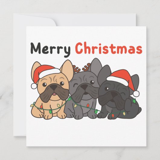 Invitation Chiens Bouledogues Français Noël Animaux Chiens Mi (Devant)