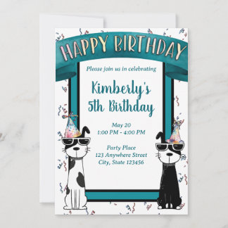 Invitation Chiens cools joyeux anniversaire
