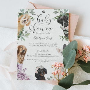 Invitation Chiens d'aquarelle mignonne Baby shower de jardin