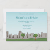 Invitation Chiens De Caricature Dans Un Parc Anniversaire (Dos)