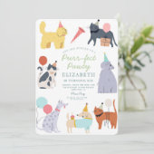 Invitation Chiens de chats amusants Purr-fect Anniversaire Pa (Debout devant)