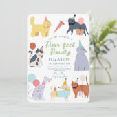 Invitation Chiens de chats amusants Purr-fect Anniversaire Pa (Debout devant)
