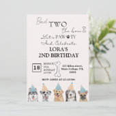 Invitation Chiens de chiots mignons Pawty fête d'anniversaire (Debout devant)