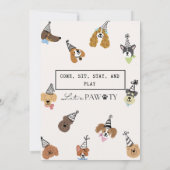 Invitation Chiens de chiots mignons Pawty fête d'anniversaire (Dos)