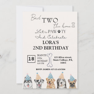 Invitation Chiens de chiots mignons Pawty fête d'anniversaire