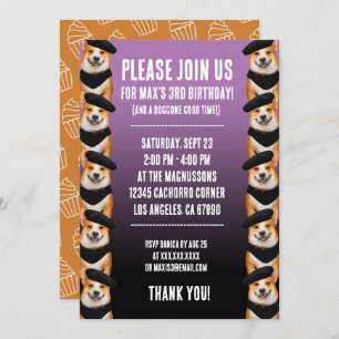 Invitation Chiens de Corgi Chic Cute Joyeux Anniversaire