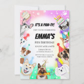 Invitation Chiens de fête avec gâteau de fête (Devant)