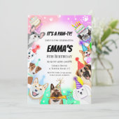 Invitation Chiens de fête avec gâteau de fête (Debout devant)