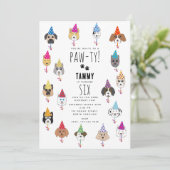 Invitation Chiens de fête d'anniversaire Pawty mignons (Debout devant)