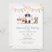 Invitation Chiens de fête formidables Anniversaire garçons âg (Devant)