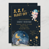 Invitation Chiens de l'espace cool garçons Troisième annivers (Devant / Derrière)