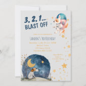 Invitation Chiens de l'espace mignon garçons troisième annive (Devant)