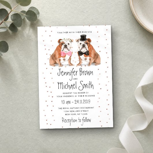 Invitation Chiens de mariage Bouledogue Anglais